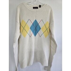 Vintage MainStreet Golf Sweater Argyle Diamond Pullover Men's Size XL 80's Knit
